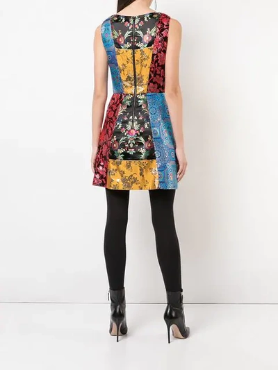 Shop Alice And Olivia Patchwork Sleeveless Dress In Multicolour