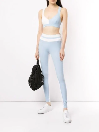 Shop Vaara Flo Tuxedo Leggings In Blue