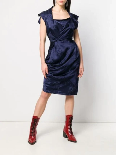 Shop Vivienne Westwood Sleeveless Shift Midi Dress In Blue