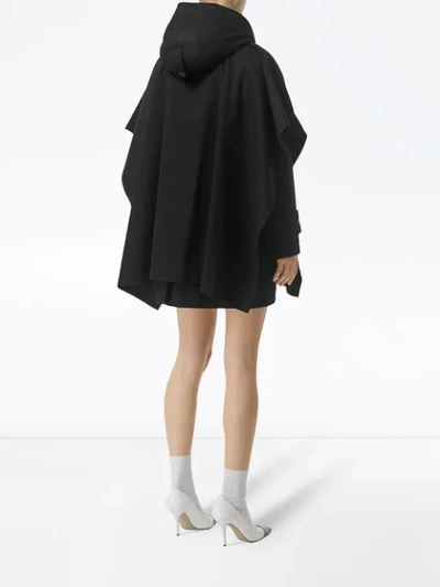 Shop Burberry Triple Buckle Cotton Gabardine Cape Coat In Black