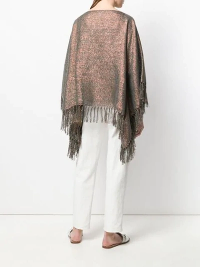 Shop Brunello Cucinelli Metallic Poncho In Green ,metallic