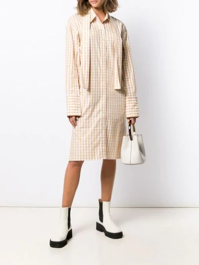 Shop Jw Anderson Checked Shirt Dress In Neutrals