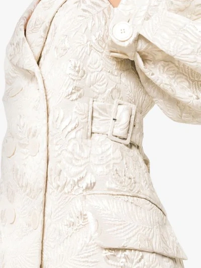 Shop Simone Rocha Leaf Embroidered Cotton Coat In Metallic