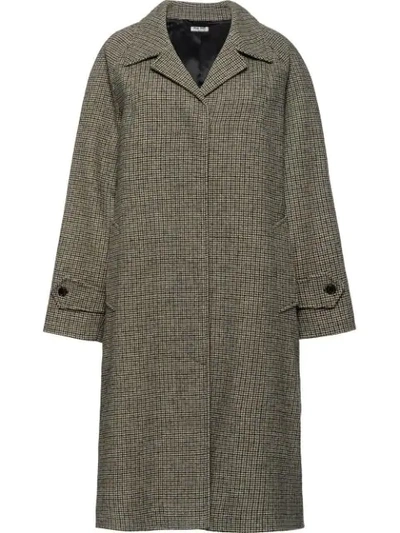 Shop Miu Miu Shetland Check Coat - Grey