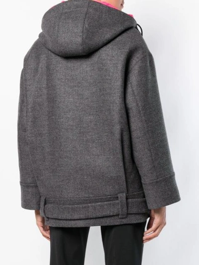 Shop Prada Long Length Hooded Jacket In Grey