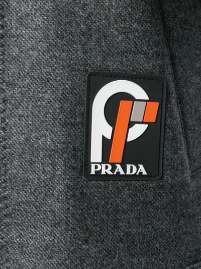 Shop Prada Long Length Hooded Jacket In Grey