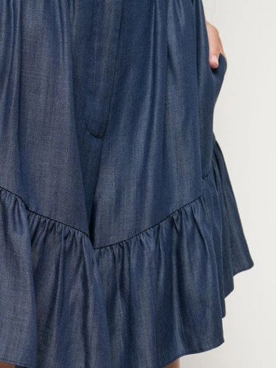 Shop Tibi Draped Shorts In Blue