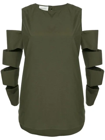 Shop Monographie Strip Sleeve Top In Green