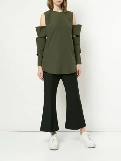 Shop Monographie Strip Sleeve Top In Green