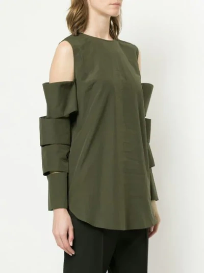 Shop Monographie Strip Sleeve Top In Green