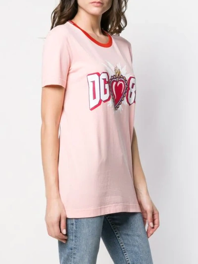 Shop Dolce & Gabbana Sacred Heart Logo T-shirt In Pink