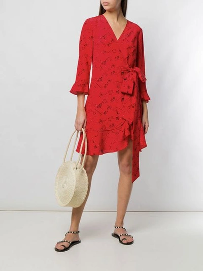 Shop Tanya Taylor Silk Wrap Dress In Red