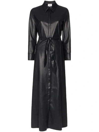 NANUSHKA TAURUS VEGAN LEATHER COLLARED BUTTON DOWN MIDI DRESS - 蓝色