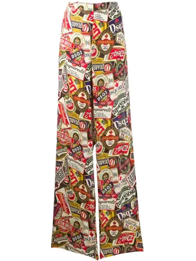 Shop Dsquared2 Printed Palazzo Pants In Neutrals