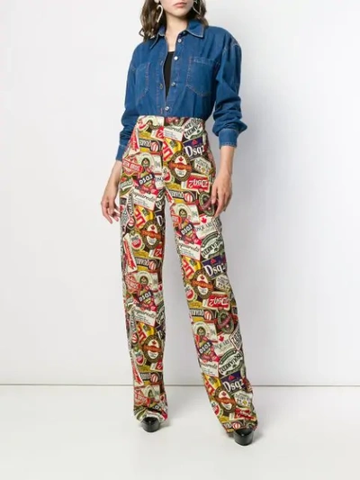 Dsquared2 Printed Palazzo Pants In Neutrals