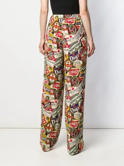 Shop Dsquared2 Printed Palazzo Pants In Neutrals