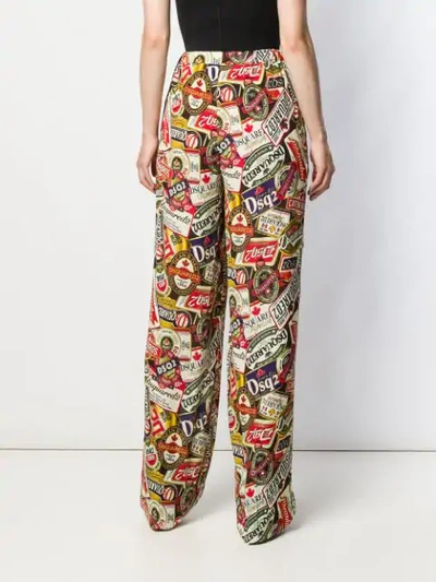 Dsquared2 Printed Palazzo Pants In Neutrals