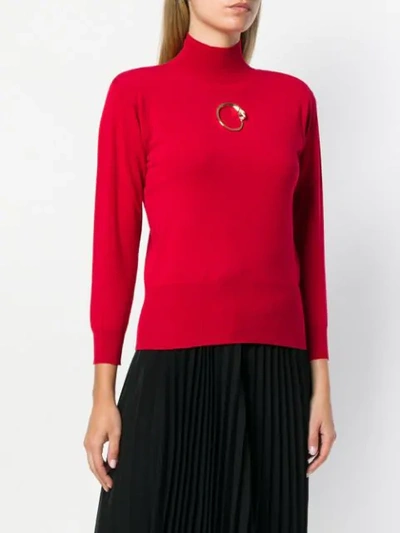 Shop Cavalli Class Gold-tone Detail Jumper In Red