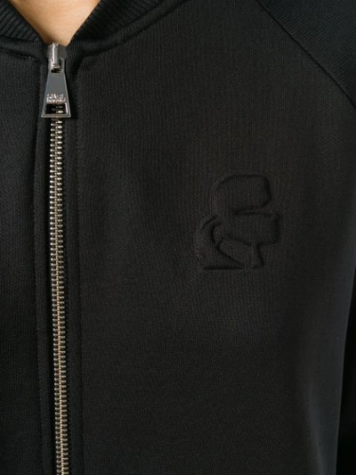 Shop Karl Lagerfeld Pleated Back Sweat Bomber Jacket - Black
