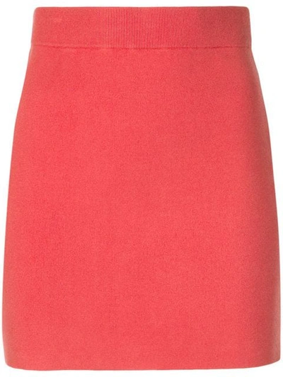 T BY ALEXANDER WANG 短款直筒半身裙 - 红色