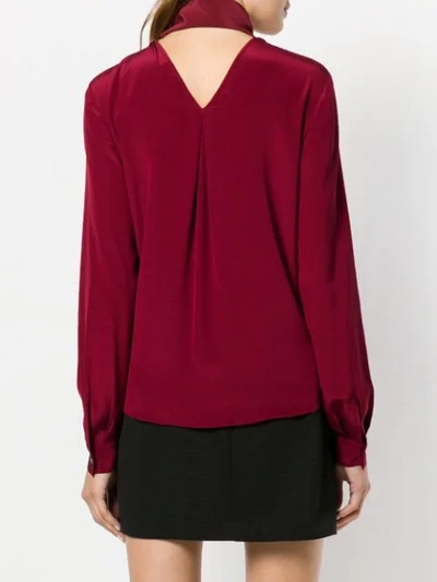 Shop Karl Lagerfeld Logo Bow Blouse In Red