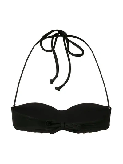 Shop Moschino Studded Bikini Top In Black