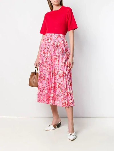 Shop Valentino Faltenrock Mit Blumen-print - Rosa In Pink