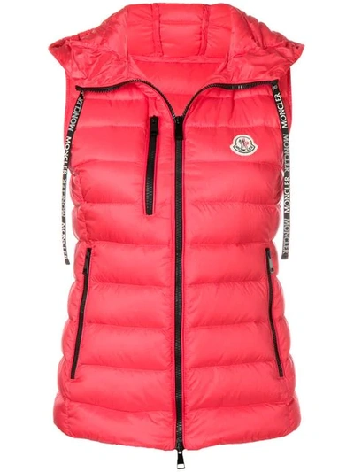 Shop Moncler Padded Down Gilet In Orange