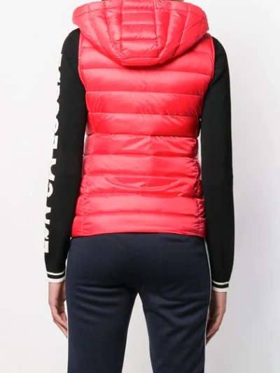 Shop Moncler Padded Down Gilet In Orange