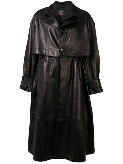 Shop Bottega Veneta Single-breasted Leather Trench Coat In Black