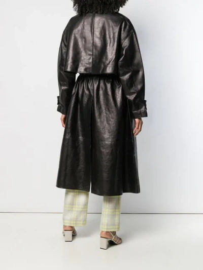 Shop Bottega Veneta Single-breasted Leather Trench Coat In Black