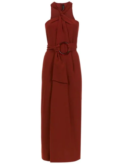 Shop Andrea Marques Knot Midi Dress In Red