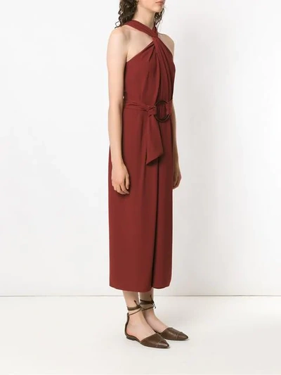 Shop Andrea Marques Knot Midi Dress In Red
