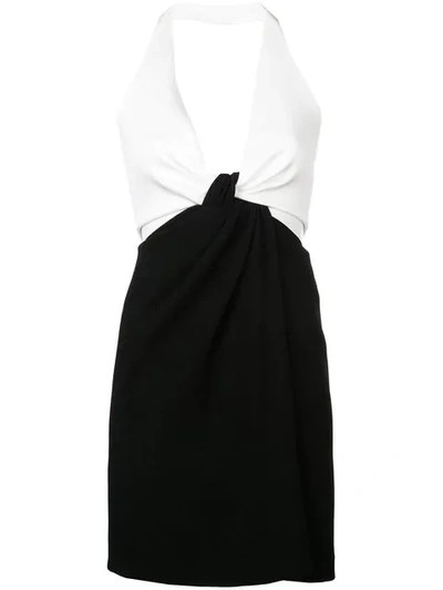 Shop Galvan Halterneck Contrast Mini Dress In White