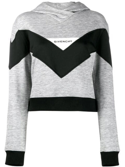 Shop Givenchy Colour Block Hoodie In Grey