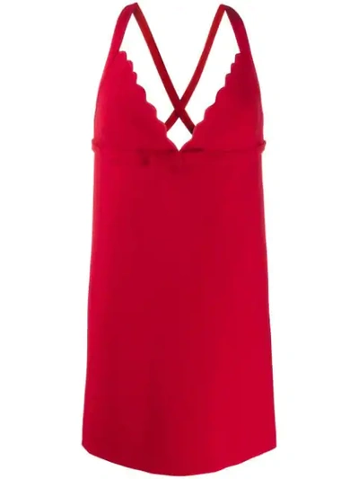 Shop Miu Miu Short Crisscross Dress In Red