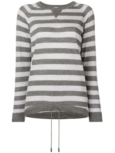 Shop Eleventy Striped Pattern Sweater In Grey