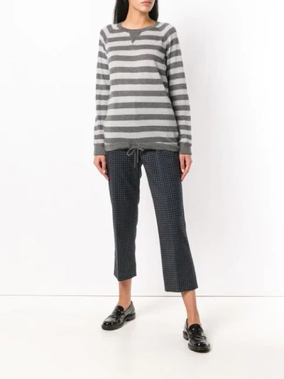 Shop Eleventy Striped Pattern Sweater In Grey
