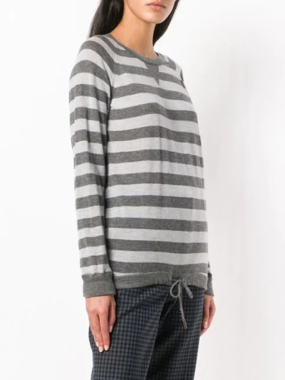 Shop Eleventy Striped Pattern Sweater In Grey