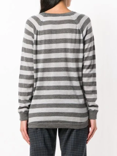 Shop Eleventy Striped Pattern Sweater In Grey