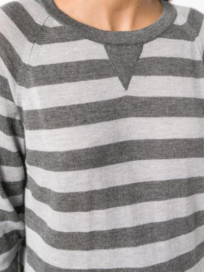 Shop Eleventy Striped Pattern Sweater In Grey