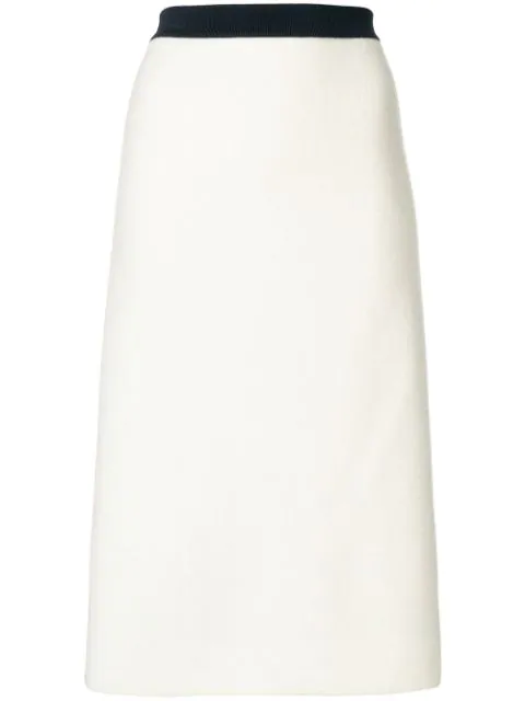 Thom Browne Vertical Stripe Wool Pencil Skirt In 100 White | ModeSens