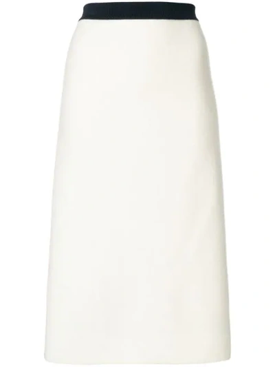 Shop Thom Browne Vertical Stripe Wool Pencil Skirt In 100 White