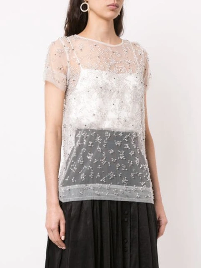 Shop Aje Embellished Sheer Blouse In White