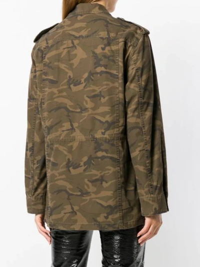 Shop Saint Laurent Camouflage Print Military Jacket In 3253 -khaki Stonewash