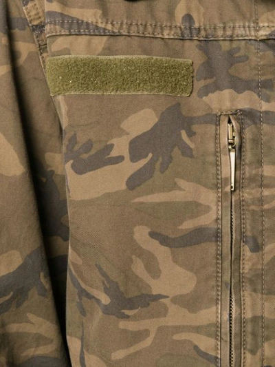 Shop Saint Laurent Camouflage Print Military Jacket In 3253 -khaki Stonewash