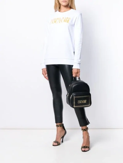 Shop Versace Jeans Couture Caviar Logo Sweatshirt In White