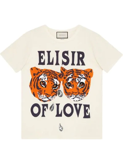 Shop Gucci Tiger Oversized T-shirt In White