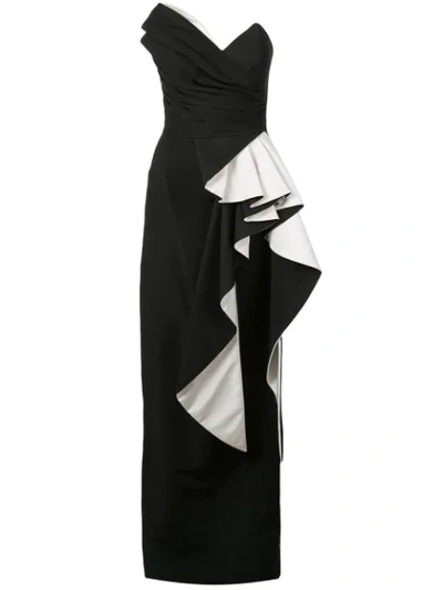 Shop Rubin Singer Side Peplum Evening Dress In Black