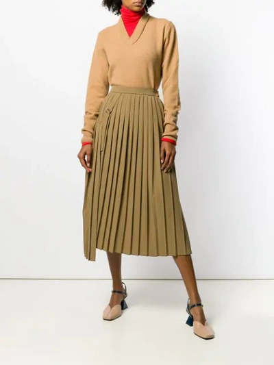 Shop Joseph Pleated Wrap Skirt - Brown
